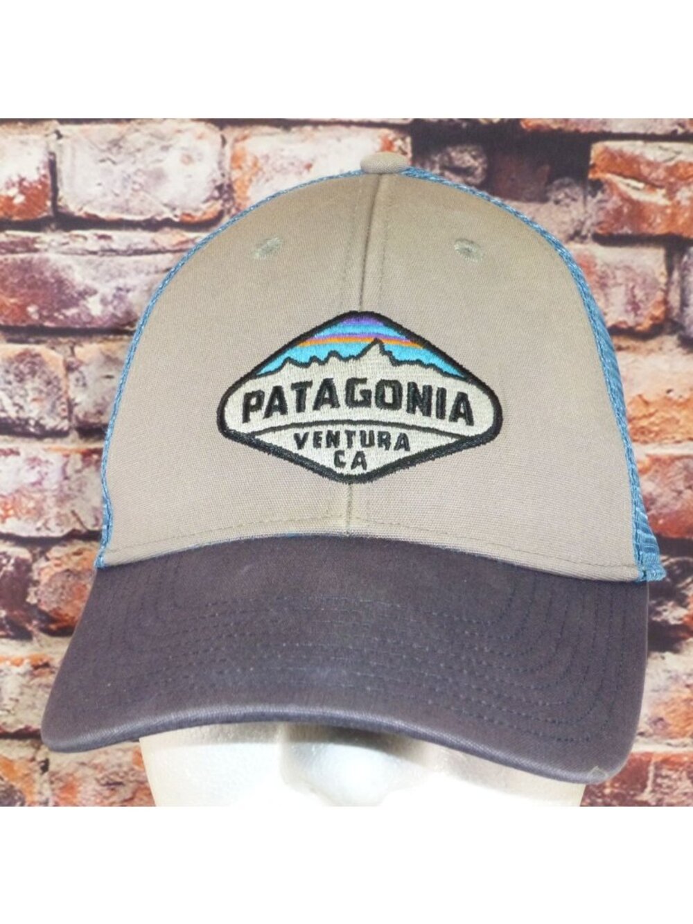 Patagonia Hat Cap Black White Snapback Mesh Trucker Ventura Calif Horizon Logo